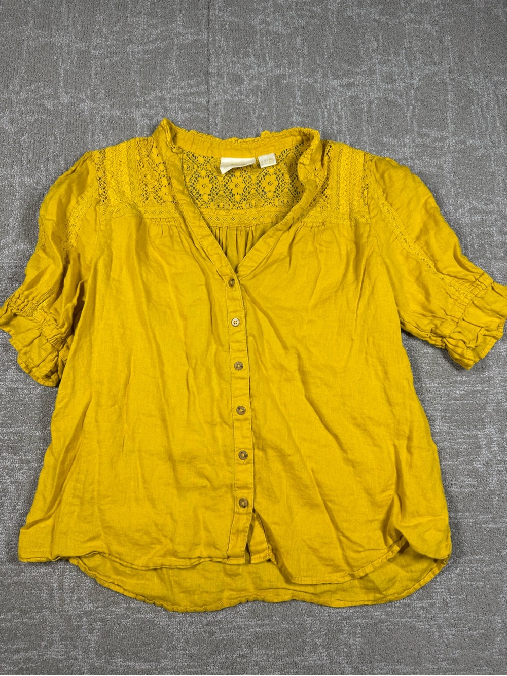 Anthropologie Maeve Magritte Linen Button Down Blouse Top Size 12 - Picture 3 of 8
